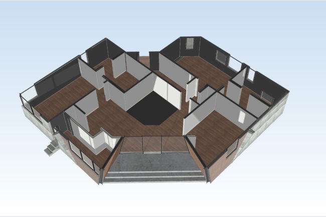 แผนผังมุมมอง 3 มิติของ Griffin House ในนิเซโกะ