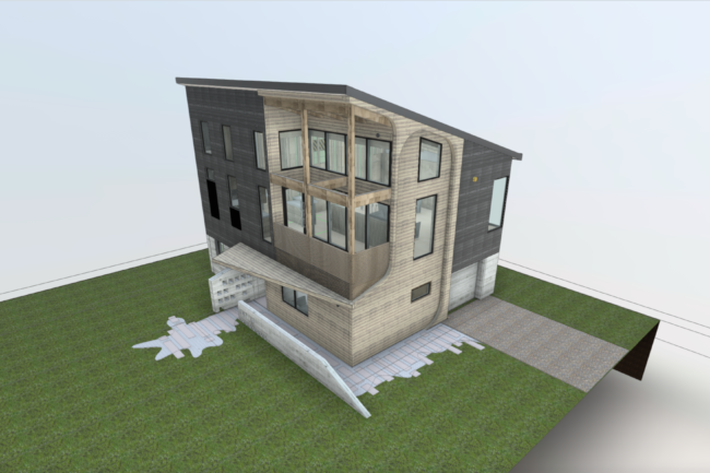 BIM - โมเดลข้อมูลอาคารของบ้านในนิเซโกะ ประเทศญี่ปุ่น - มุมมองภายนอก