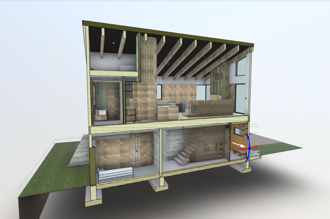 BIM - แบบจำลองข้อมูลอาคารของบ้านในนิเซโกะ ประเทศญี่ปุ่น - มุมมองส่วนต่างๆ